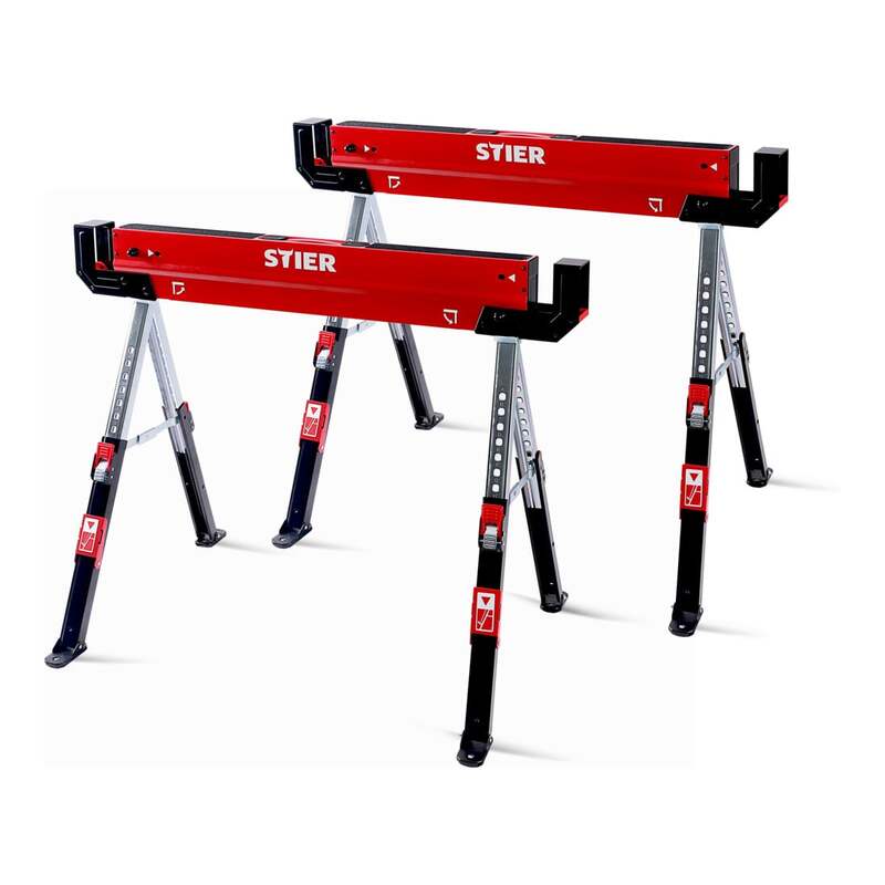 STIER Falt-Arbeitsbock höhenverstellbar 590kg Stahl Unterstellbock 1090x520mm - 4251709645559