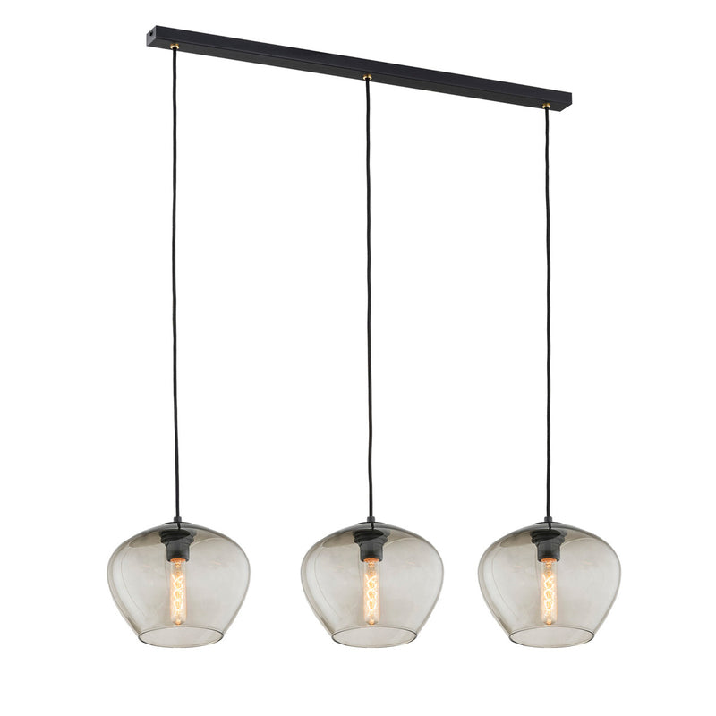 Hängelampe Svala 3-flammig LED Pendelleuchte dimmbar schwarz rauchgrau 104x24cm - 5902553230482