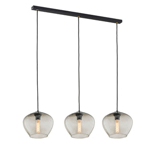 B-Ware Hängelampe Svala 3-flammig LED Pendelleuchte dimmbar schwarz rauchgrau 104x24cm