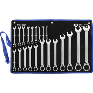 B-Ware Brilliant Tools Ring-Ratschenschlüssel Werkzeug 21-teilig 8-32mm verchromt matt