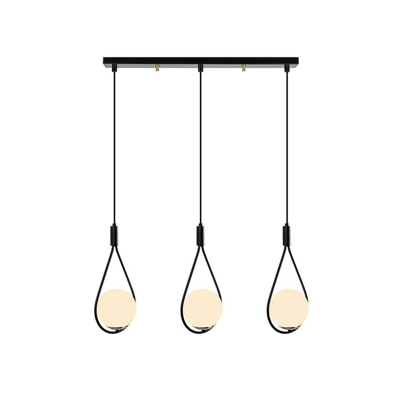 Hängeleuchte Mudoni MR-939 3-flg linear schwarz Opalglas dimmbar 70 cm - 8681875649246