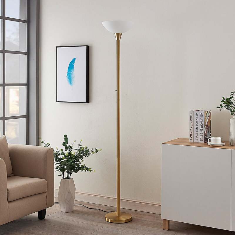 Lindby Stehlampe Ignacia LED Stehleuchte Lampe messingfarben 180cm E27 Leuchte - 4251096543407