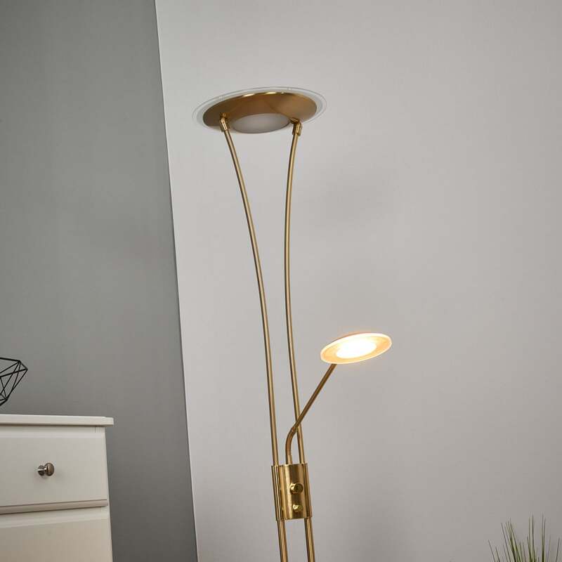 Lindby Stehlampe Eda LED dimmbar messing matt Leselampe Lampe 180cm Höhe 30cm - 4251096532357