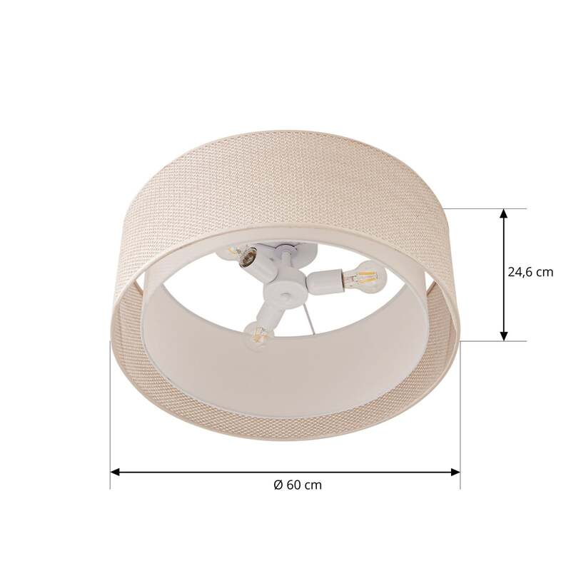 Lindby Deckenleuchte Soula Ø 60 cm beige dimmbar E27 Kunststoff 3-flammig - 4255830903939