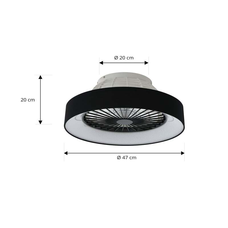 Lindby LED-Deckenventilator Mace schwarz 47 cm leise dimmbar für 15 m² - 4251911780192
