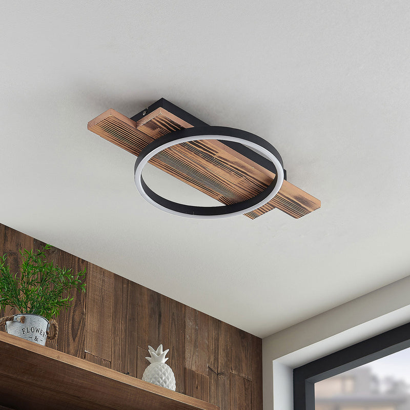 Lindby Deckenleuchte Deckenlampe LED Sentoa Holz hell dimmbar warmweiß Wohnzi639 - 4251911728071