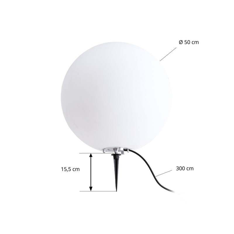 Lindby Kugelleuchte Valyra LED Gartenlampe Außenleuchte Ø50cm IP54 Erdspieß weiß - 4255830910432