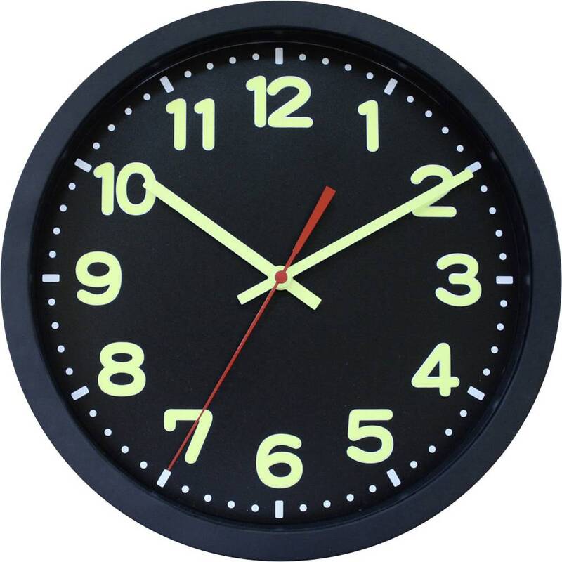 EUROTIME 53861-05 Funk Wanduhr 30 cm x 5 cm Schwarz Uhr Küchenuhr - 4044685500901