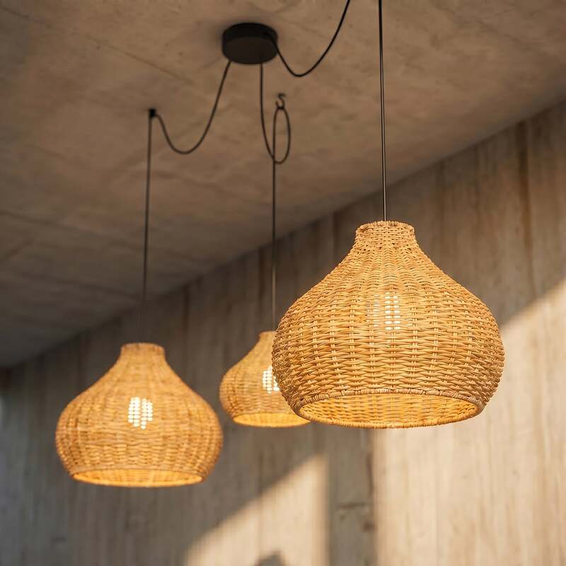 Lucande Außenhängelampe Taniola LED Gartenlampe Rattan dimmbar beige IP44 - 4251911798739