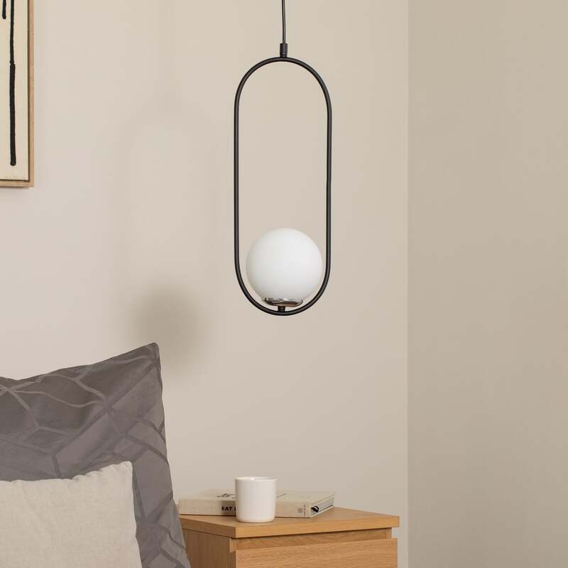Opviq Hängeleuchte Pendelleuchte Mudoni Deckenlampe schwarz weiß Glas Metall E27 - 8684283476336