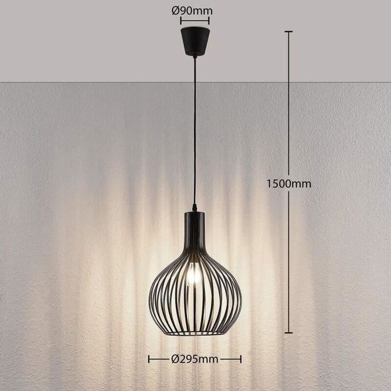 Lampenwelt Käfig-Pendelleuchte Pendelleuchte Lampe Leuchte Anina schwarzem Metal - 4251096552911