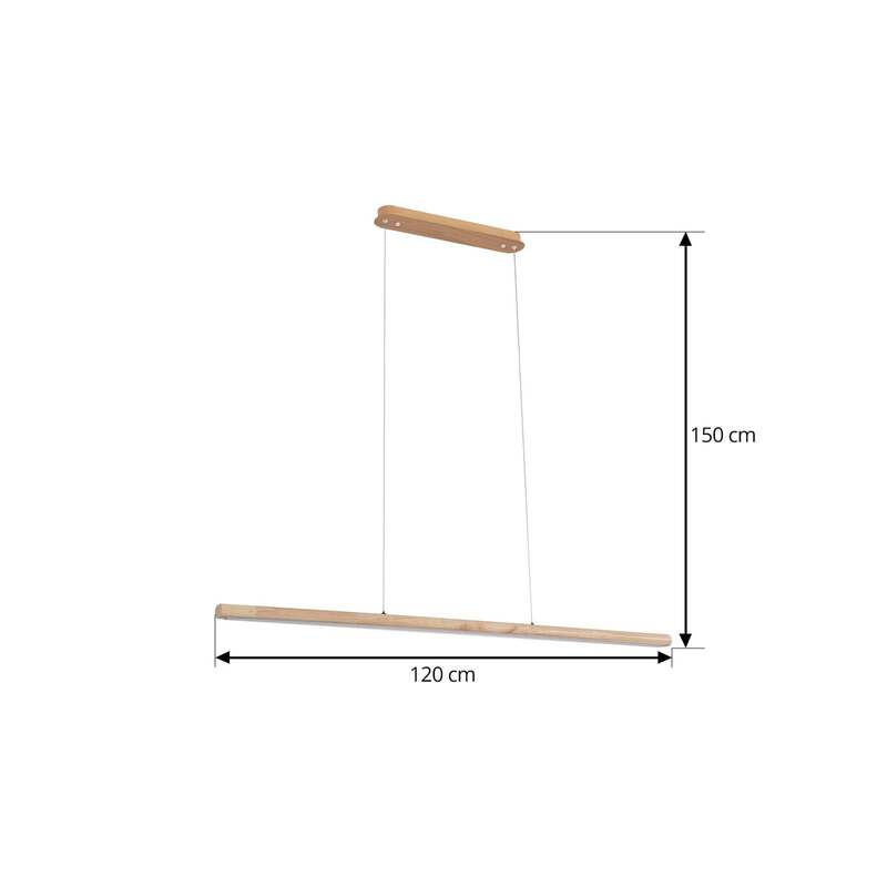Lucande Holz Hängeleuchte Pendelleuchte Maruta LED 3000K 120 cm Balken Lampe - 4251911792799