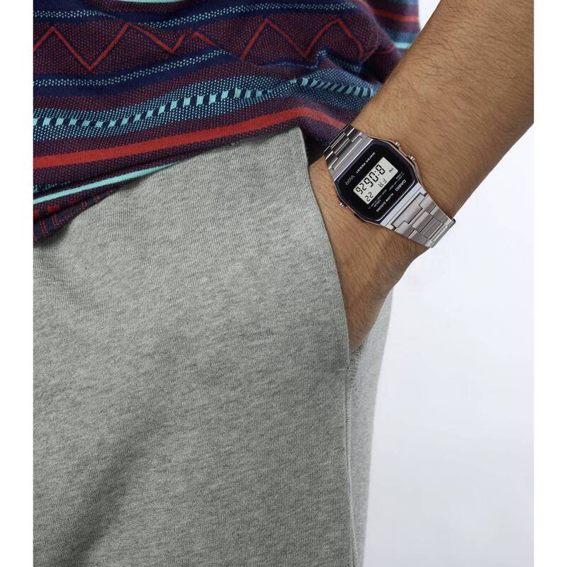 Casio Armbanduhr A158WEA-1AEF Digitaluhr Edelstahlarmband silber 48g - 4971850944386