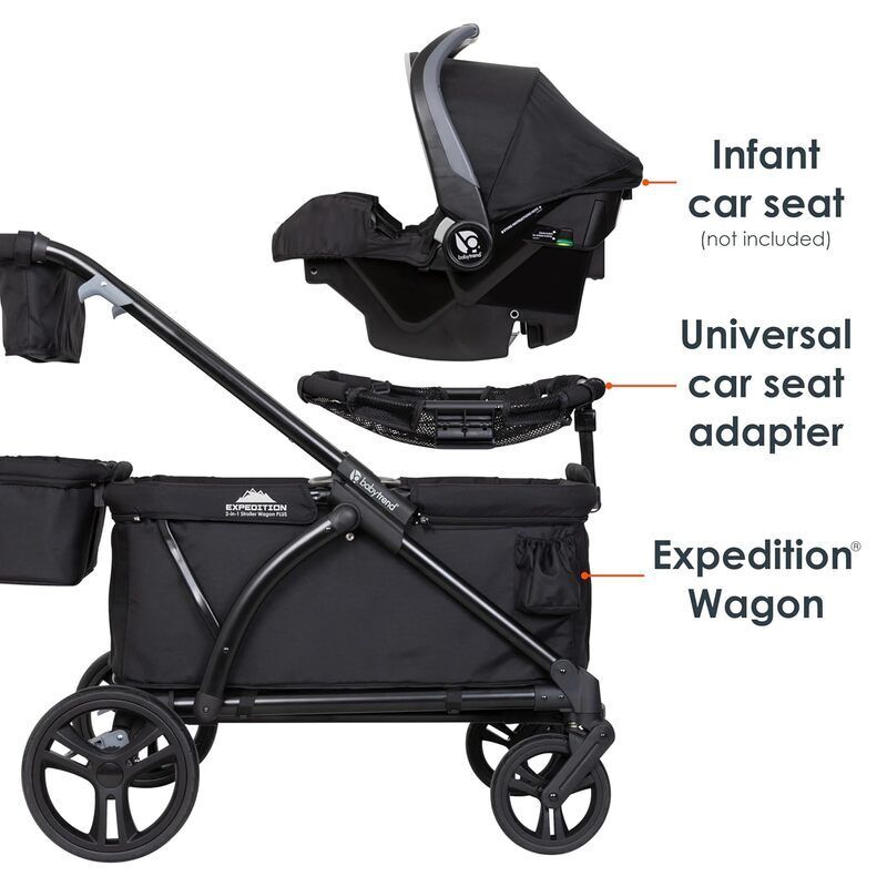 Baby Trend Expedition 2-in-1 Kinderwagen Wagon Plus Ultra Black für 2 Kinder - 090014035884