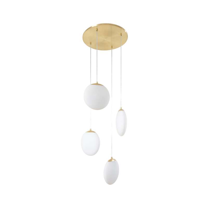 Lucande Hängeleuchte Pendelleuchte Lunelle messing Glas 4-flammig Ø 40 cm G9 - 4255830900624