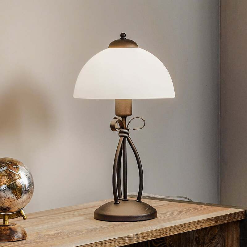 Tischleuchte Adoro LED Lampe Tischlampe Leuchte braun weiß 43cm Höhe 25cm Ø - 5907687421256