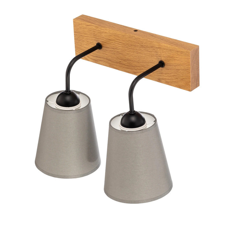 Envostar Wandleuchte grau Risco 2-flg. Stoffschirm dimmbar E27 Holz 33x30cm - 4251911780765