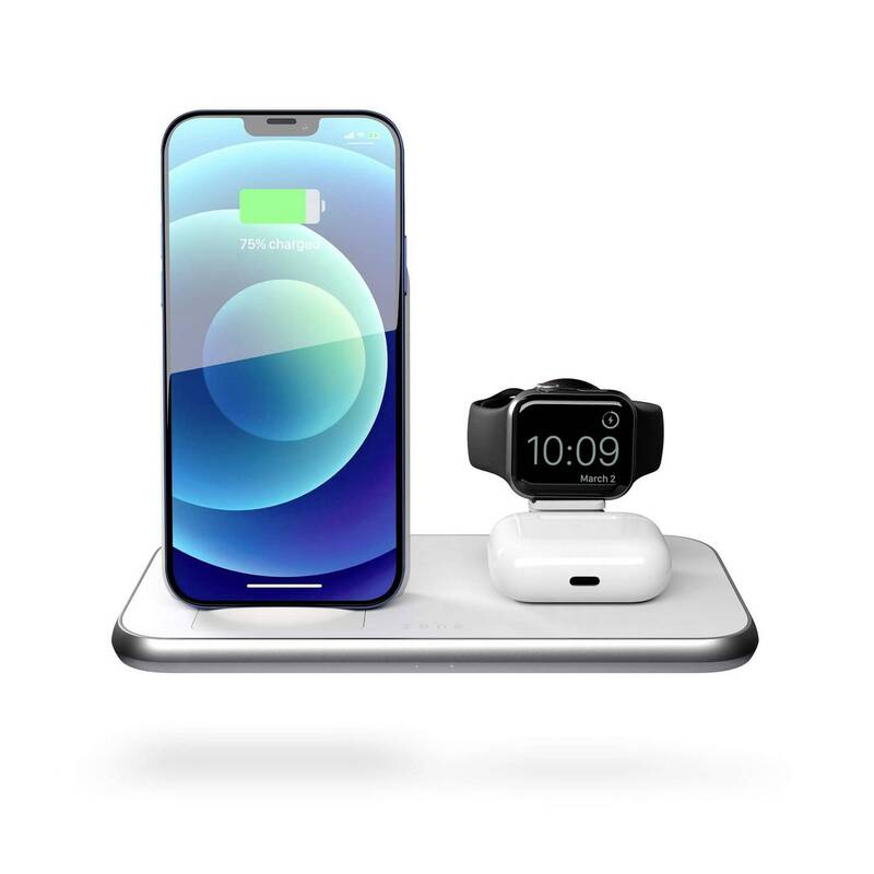 Zens Aluminium Series 4 in 1 Stand Watch 45W Ladegerät Netzteil 2x 10W Qi weiß - 6426013661627