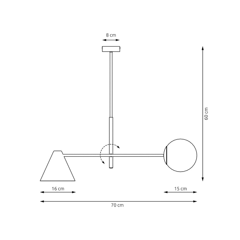 Deckenlampe Hermes 2-flammig LED dimmbar schwarz Stahl Glas 70cm Höhe 60cm - 5901738929470