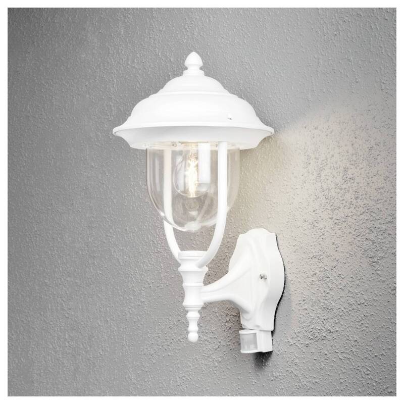 Konstsmide Außenwandleuchte Wandlampe Bewegungsmelder Parma Weiß E27 LED Weiß - 7318307235258