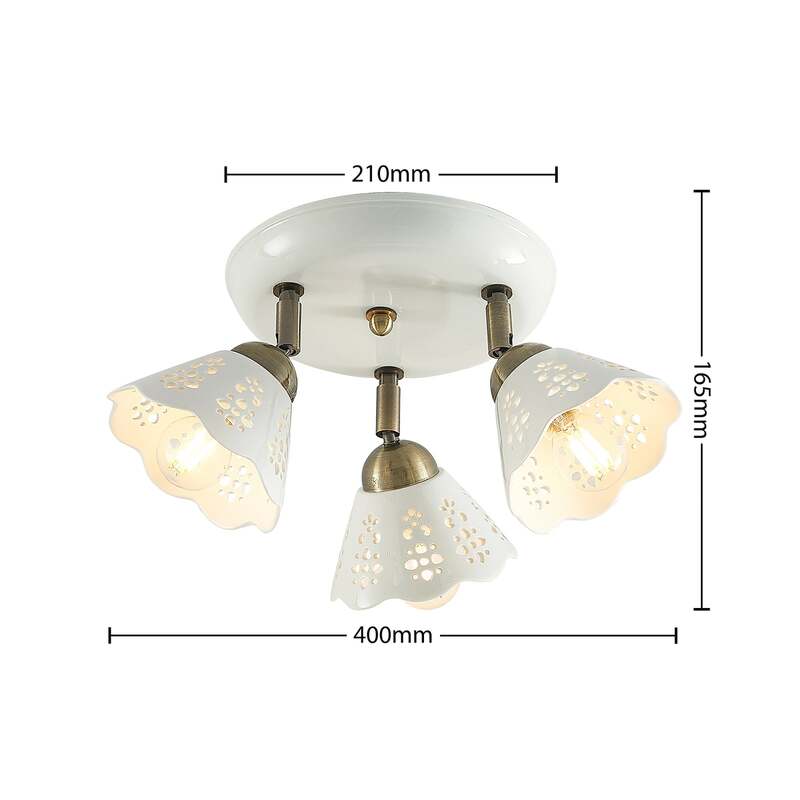 Lindby Deckenstrahler Efgenia LED Strahler 3-flg dimmbar Keramik bronze Ø 40 cm - 4251911704549