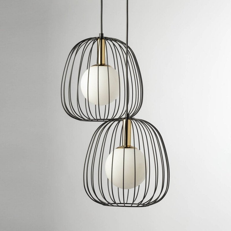 SIGMA Hängeleuchte Pendellampe Esszimmerlampe schwarz gold weiß 2flg modern193 - 5905143286432