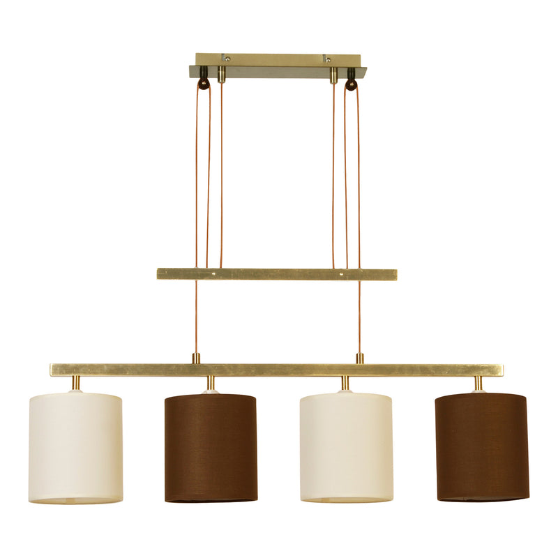Näve Hängelampe Pendelleuchte Lampe Tilde Textilschirme 4fl braun beige messing - 4003222883976