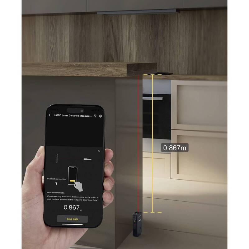 HOTO PRO Laser-Entfernungsmesser Distanzmesser Bluetooth 50 m Entfernung Gerät - 6974370800802