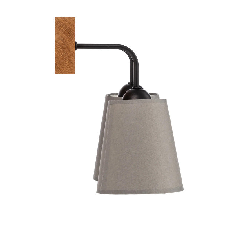 Envostar Wandleuchte grau Risco 2-flg. Stoffschirm dimmbar E27 Holz 33x30cm - 4251911780765