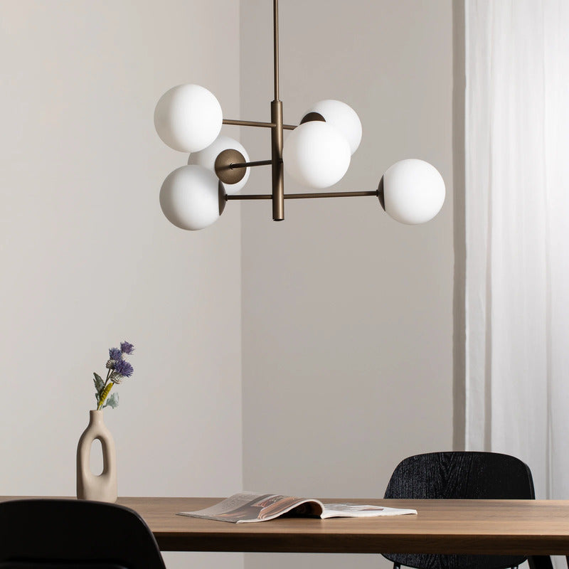 Domiluce Hängeleuchte Pendelleuchte Aurora braun 60 cm 6-flammig Glas E14 Lampe - 10026647