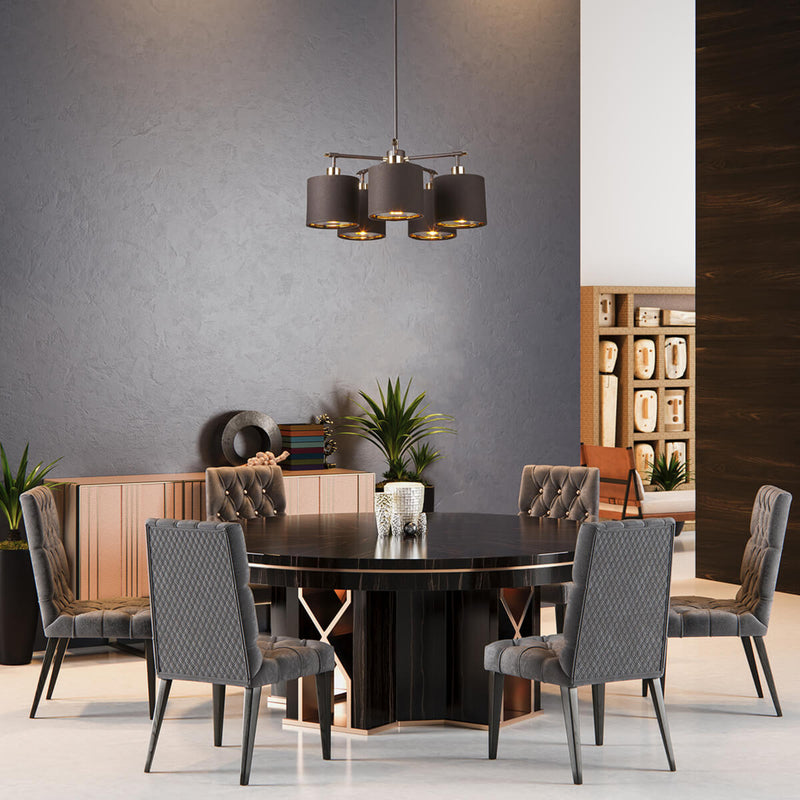 Elstead Hängeleuchte Pendelleuchte Balance Deckenlampe E27 Braun-Messing 5-flg - 5024005273011