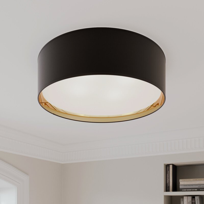 TK Lighting Deckenleuchte Lampe Bilbao schwarz gold runde Leuchte Wohnzimmer - 5901780534325