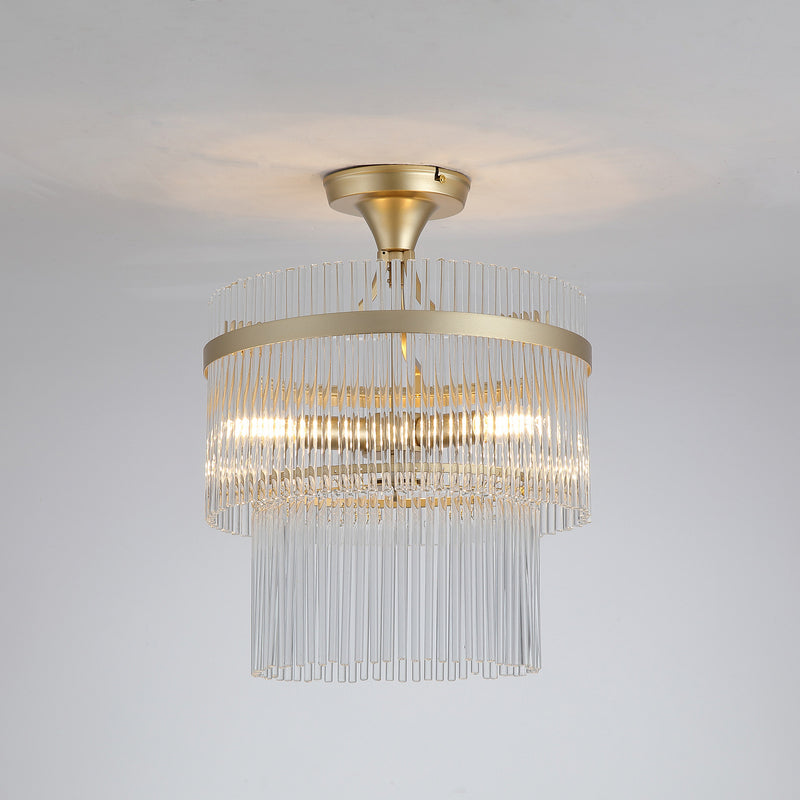 Searchlight Deckenlampe Lara LED Hängelampe dimmbar goldfarben klar Ø35cm 41cm - 5053423301471