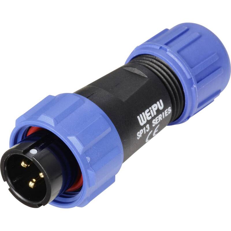 Weipu Rundstecker SP1310 P 3 I Stecker gerade 3-polig schwarz Anschluss Löten - 2050001514158