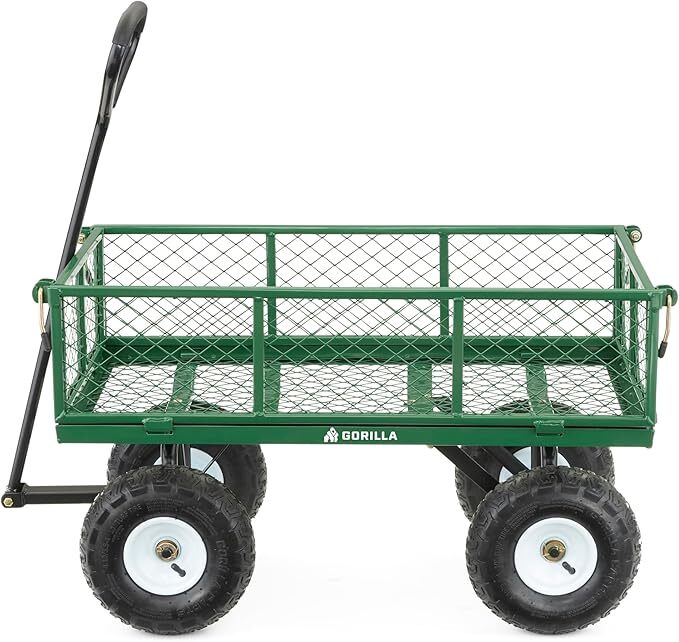 Gorilla Carts GOR400-COM Gartenwagen Stahl 180 kg Tragkraft Grün abnehmbar - 0722571010966