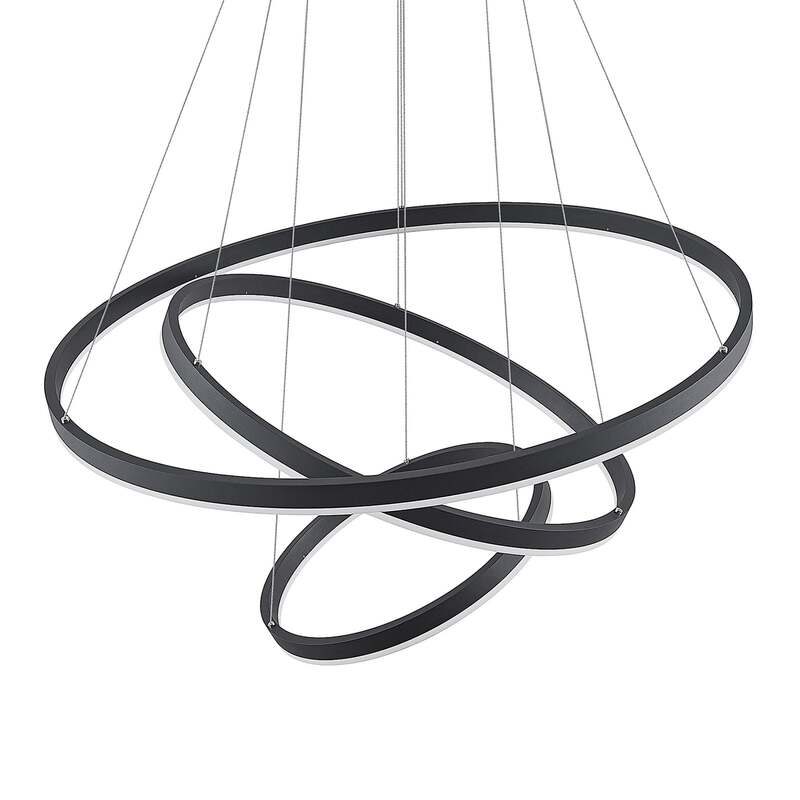 Arcchio Hängeleuchte Albiona LED Pendelleuchte dimmbar schwarz 3 Ringe Ø 80 cm - 4251096597691