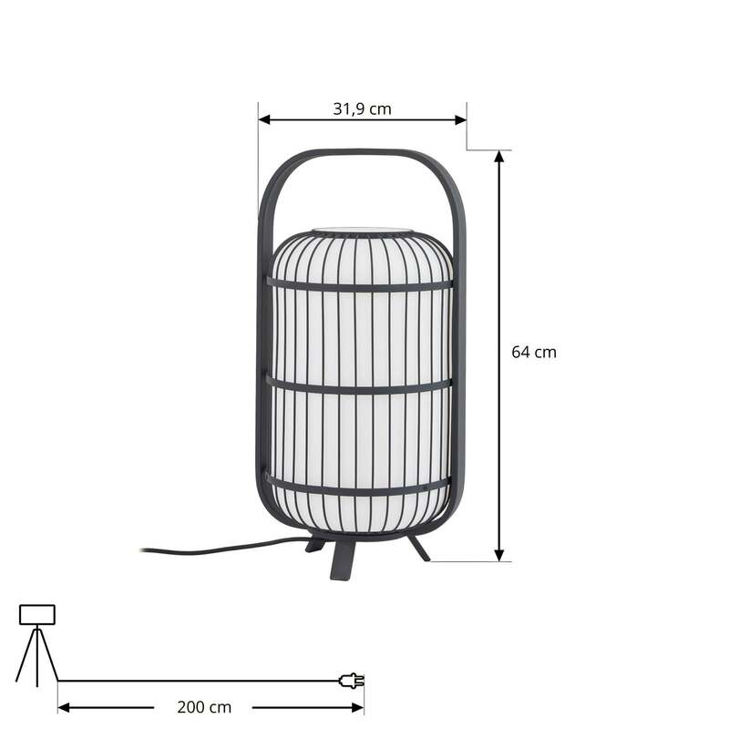 Lucande Terrassenleuchte Außenlampe Tayori schwarz Balkonleuchte wetterfest LED - 4255830904714