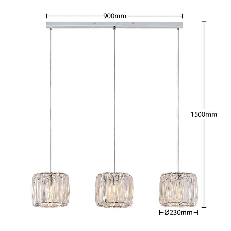 Lindby Hängelampe Hängeleuchte Sofia LED Pendelleuchte dimmbar chrom klar 107cm - 4251911708257