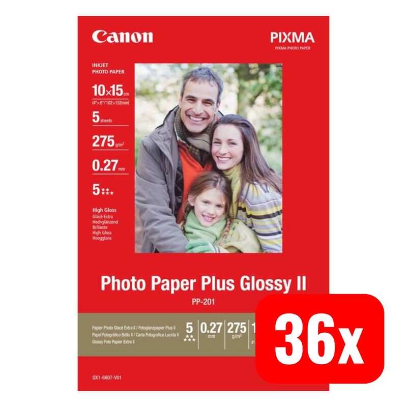 Canon Fotopapier Plus Glossy II PP-201 20 Blatt Fotopapier für Drucker A4 - 4960999978215