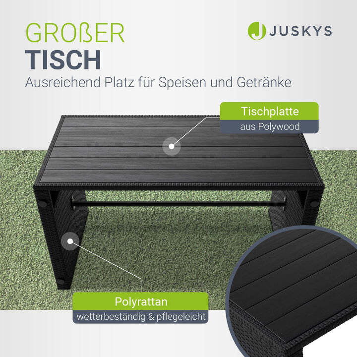 2in1 Polyrattan Gartenmöbel Jamaika Lounge-Set für Balkon 2-4 Personen schwarz - 4262437185224