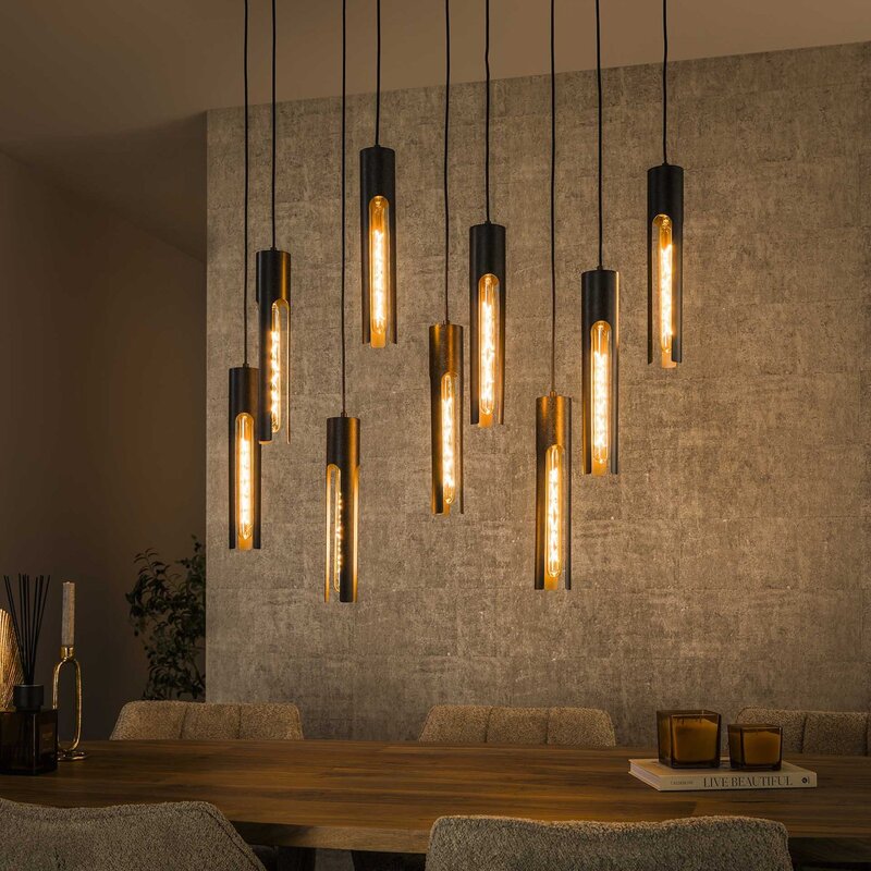 Zijlstra Hängeleuchte Pendelleuchte Tube Deckenlampe 100x18cm Metall 9-flammig - 8713244072062