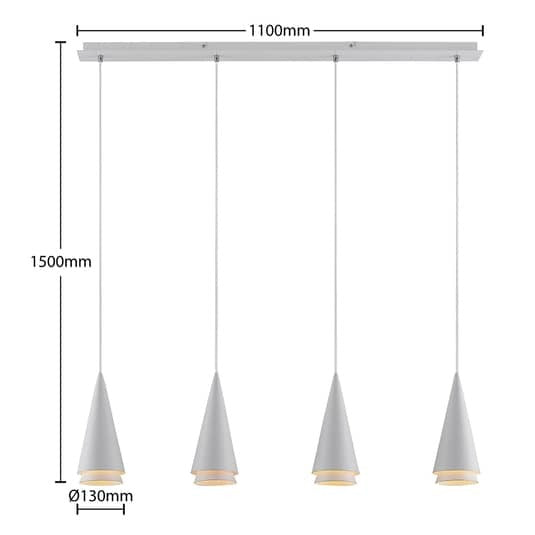 Lucande Naoh Hängeleuchte Deckenlampe Lampe Leuchte Aluminium 4-fl. E27 weiß - 4251911709698