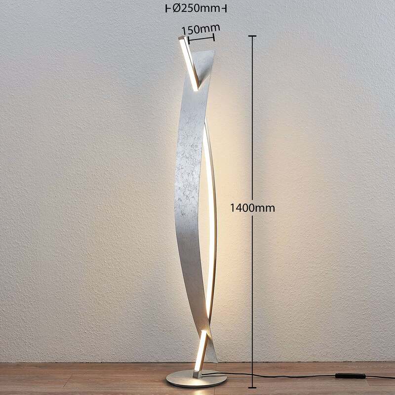 Lucande Stehleuchte dimmbar Marija LED Lampe silber 140cm elegante Leuchte - 4251096553642