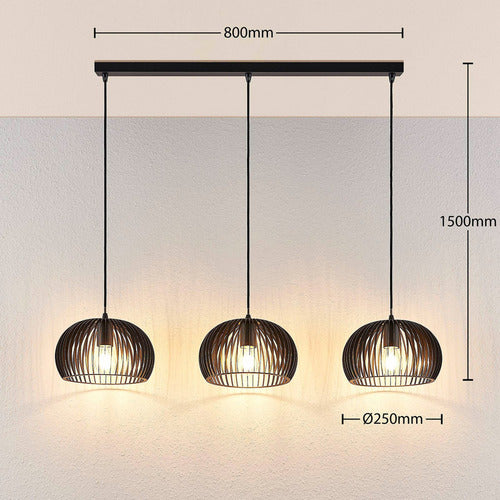 Lindby Pendelleuchte Jusra Hängeleuchte Lampe Leuchte 3-flg. E27 Metall schw28 - 4251096551778