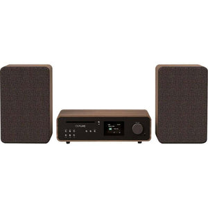 C-Ware Pure Retro Stereoanlage Schwarz Walnuss DAB Bluetooth 50W Heim-Audio-Mikrosystem