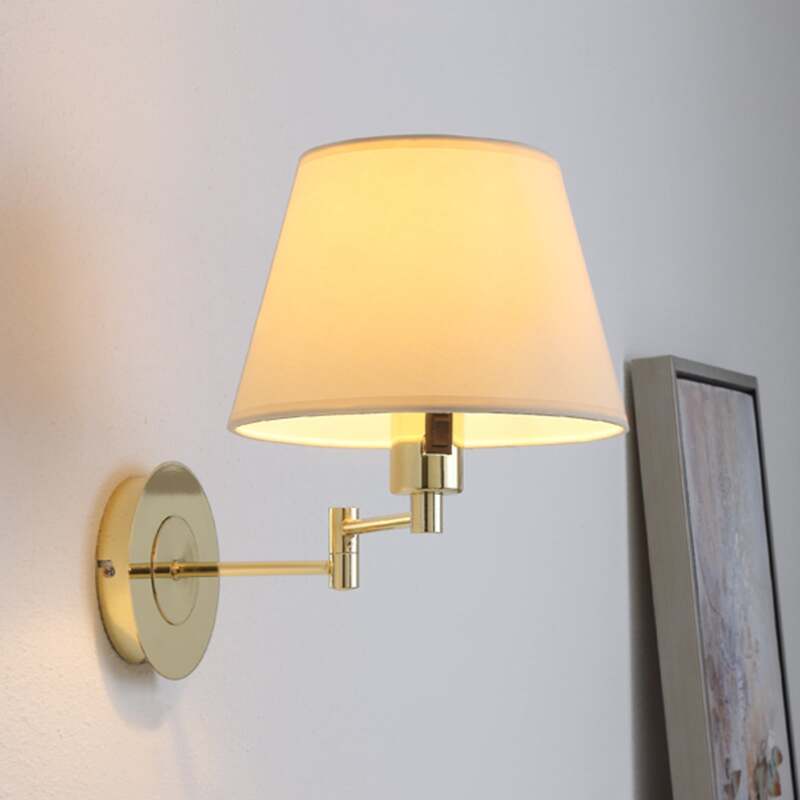 Lindby Wandleuchte Pola LED Wandlampe Textil messing creme 30cm ausziehbar 40cm - 4251096503166