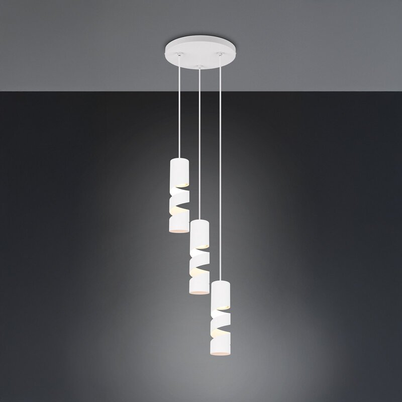 TRIO Stream Hängeleuchte Pendelleuchte Lampe weiß Metall GU10 3 flammig Ø 28 cm - 4017807623888