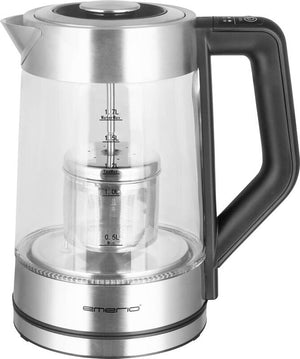 B-Ware Emerio Teekocher WK-122730 2200 W Edelstahl Schwarz Glas mit Warmhaltefunktion