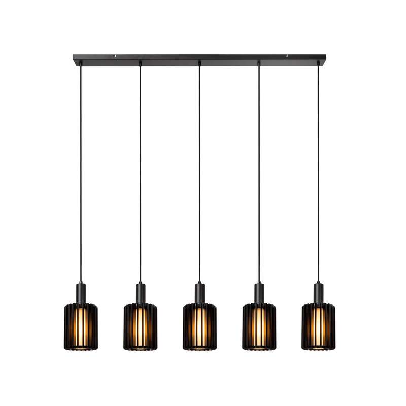 Lucide Pendellampe Hängeleuchte Lambres 5-flg dimmbar schwarz 164cm Glas Metall - 5411212452962