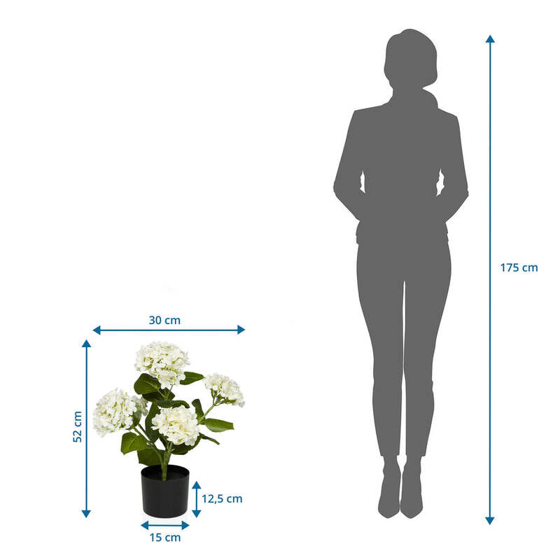 hjh OFFICE Kunstpflanze Kunstblume HYDRANGEA Dekopflanze Hortensie 52cm Weiß701 - 4064323038641